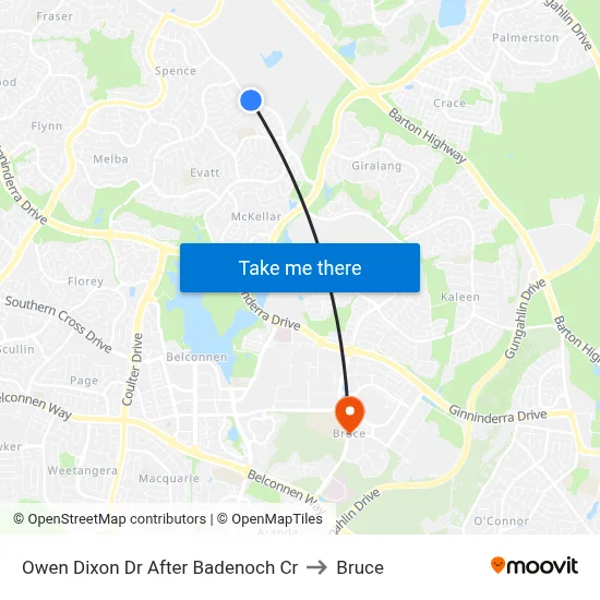 Owen Dixon Dr After Badenoch Cr to Bruce map