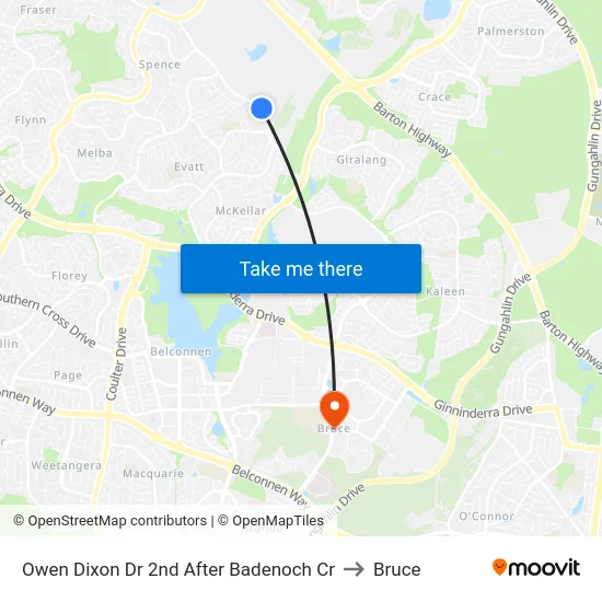 Owen Dixon Dr 2nd After Badenoch Cr to Bruce map