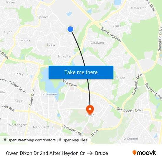 Owen Dixon Dr 2nd After Heydon Cr to Bruce map