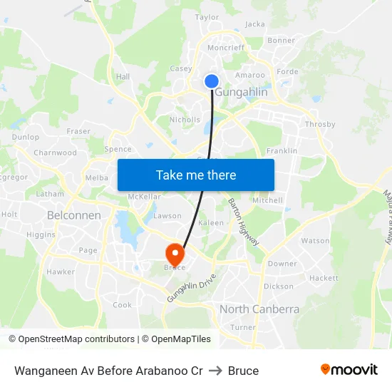 Wanganeen Av Before Arabanoo Cr to Bruce map