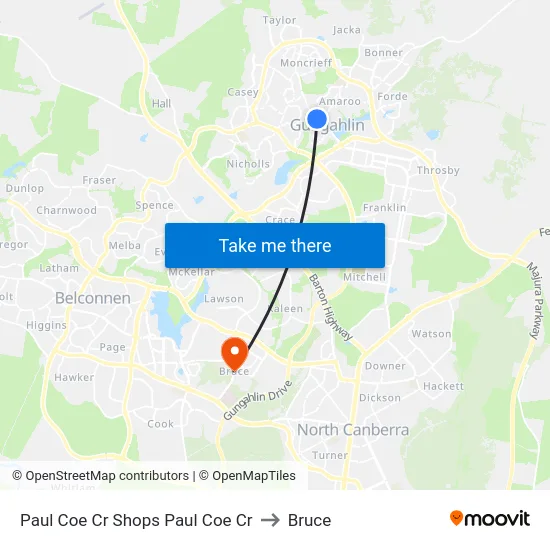 Paul Coe Cr Shops Paul Coe Cr to Bruce map