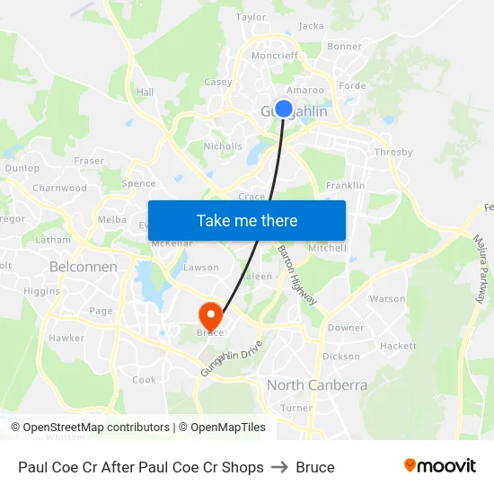 Paul Coe Cr After Paul Coe Cr Shops to Bruce map