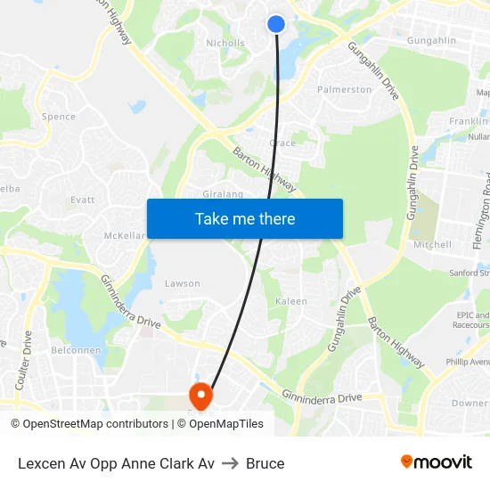 Lexcen Av Opp Anne Clark Av to Bruce map