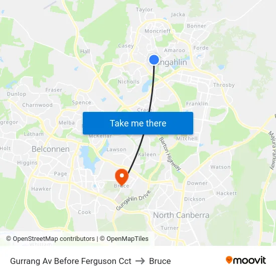 Gurrang Av Before Ferguson Cct to Bruce map