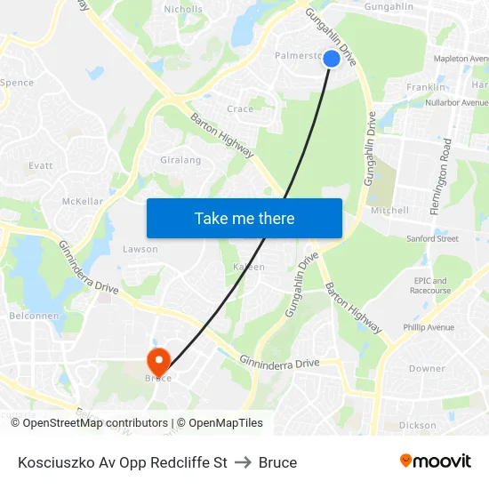 Kosciuszko Av Opp Redcliffe St to Bruce map