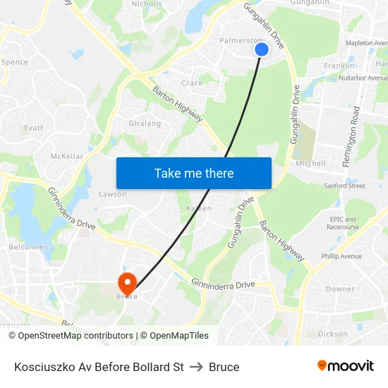 Kosciuszko Av Before Bollard St to Bruce map