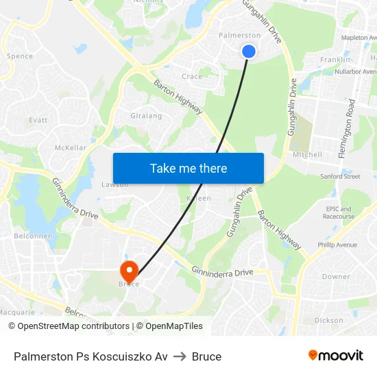 Palmerston Ps Koscuiszko Av to Bruce map