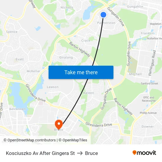 Kosciuszko Av After Gingera St to Bruce map