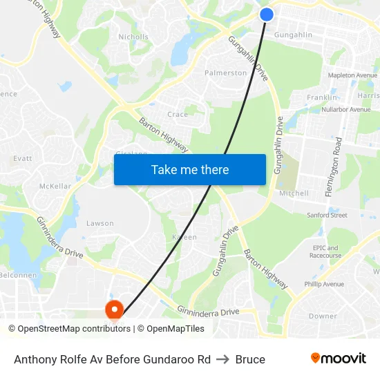 Anthony Rolfe Av Before Gundaroo Rd to Bruce map