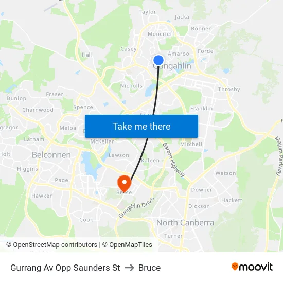 Gurrang Av Opp Saunders St to Bruce map