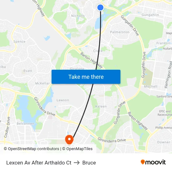 Lexcen Av After Arthaldo Ct to Bruce map