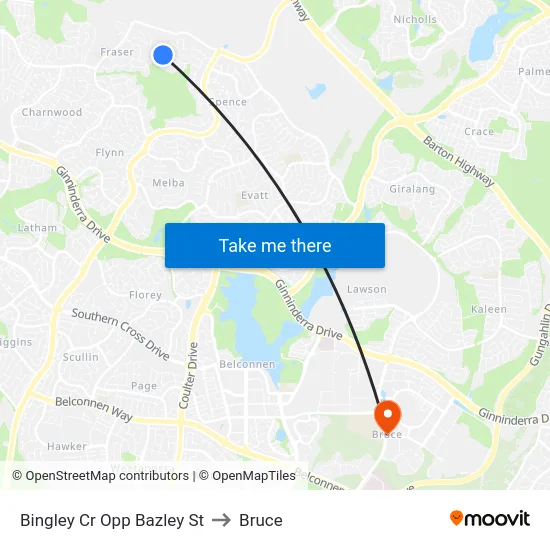 Bingley Cr Opp Bazley St to Bruce map