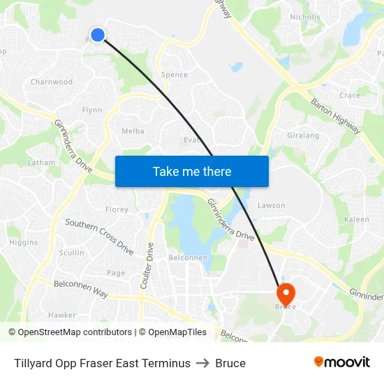 Tillyard Opp Fraser East Terminus to Bruce map