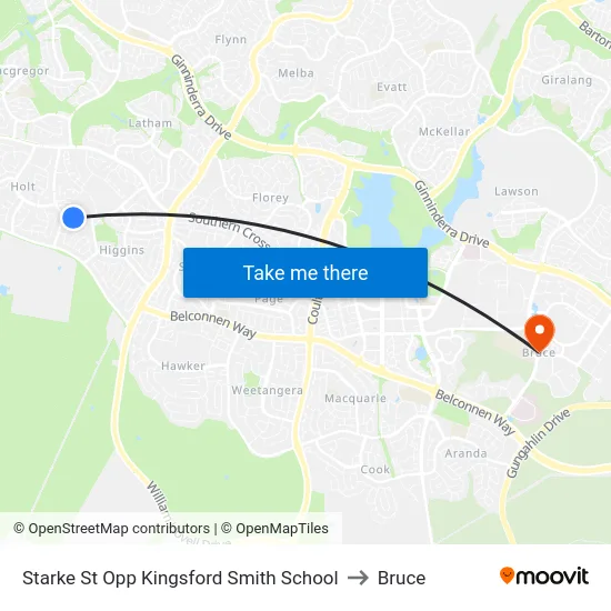 Starke St Opp Kingsford Smith School to Bruce map