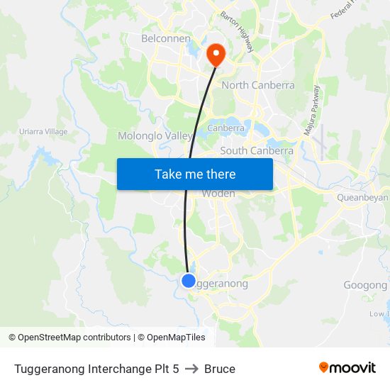 Tuggeranong Interchange Plt 5 to Bruce map