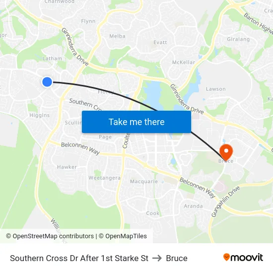 Southern Cross Dr After 1st Starke St to Bruce map