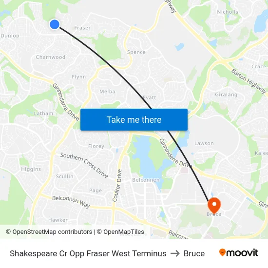 Shakespeare Cr Opp Fraser West Terminus to Bruce map