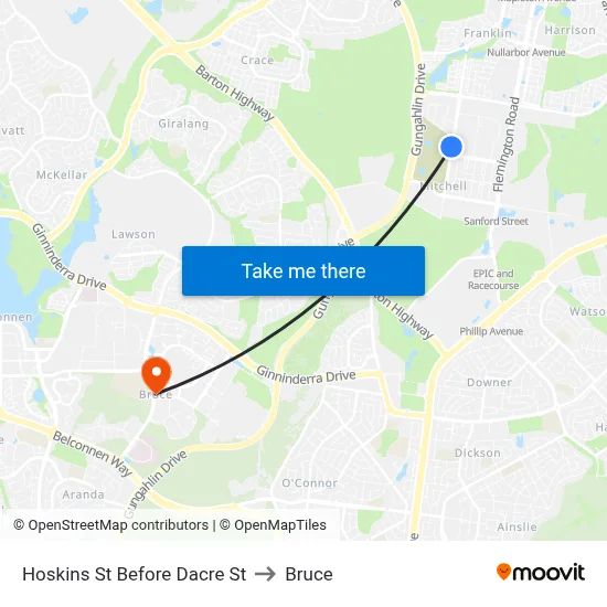 Hoskins St Before Dacre St to Bruce map
