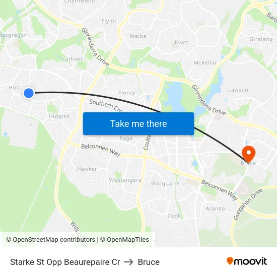 Starke St Opp Beaurepaire Cr to Bruce map