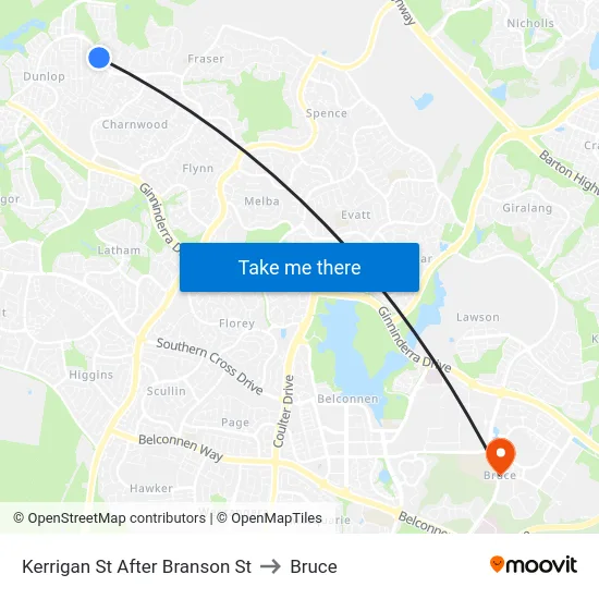 Kerrigan St After Branson St to Bruce map