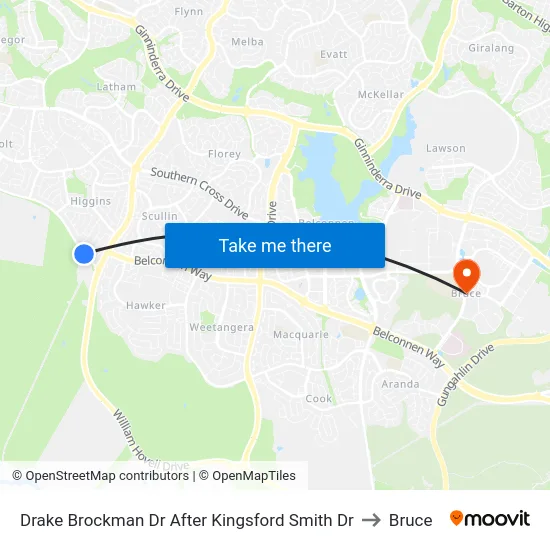 Drake Brockman Dr After Kingsford Smith Dr to Bruce map