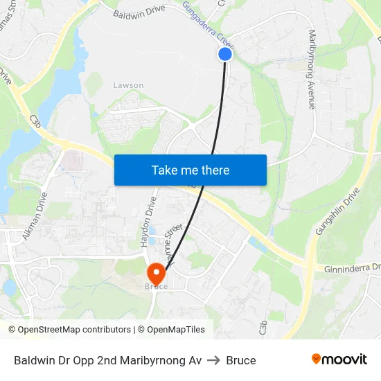 Baldwin Dr Opp 2nd Maribyrnong Av to Bruce map