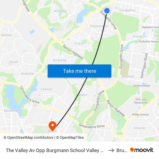 The Valley Av Opp Burgmann School Valley Campus to Bruce map
