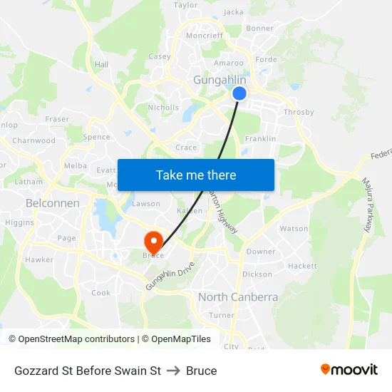 Gozzard St Before Swain St to Bruce map