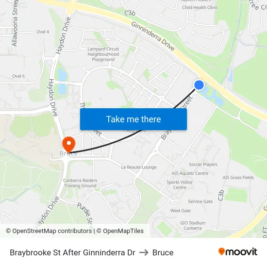 Braybrooke St After Ginninderra Dr to Bruce map