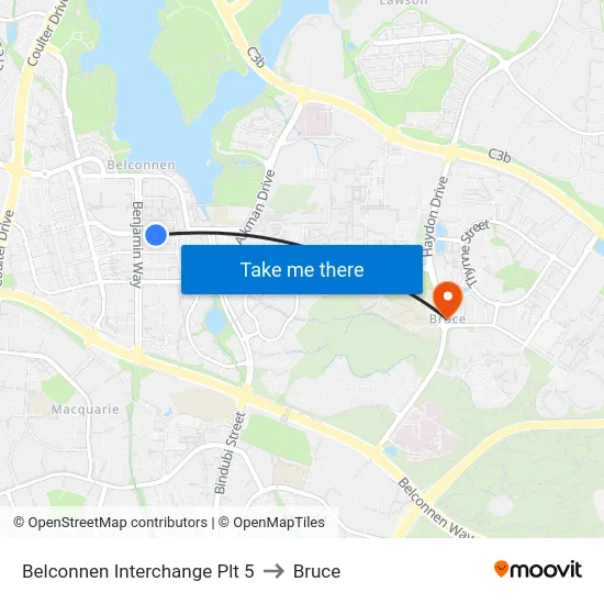 Belconnen Interchange Plt 5 to Bruce map