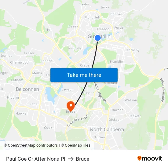 Paul Coe Cr After Nona Pl to Bruce map