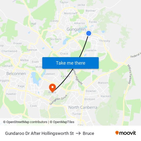 Gundaroo Dr After Hollingsworth St to Bruce map