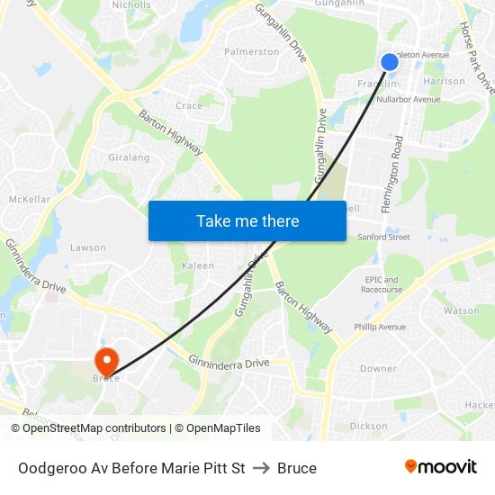 Oodgeroo Av Before Marie Pitt St to Bruce map