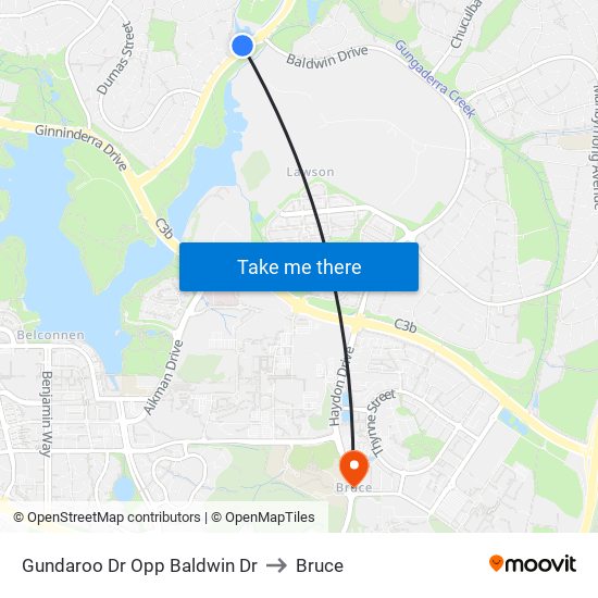 Gundaroo Dr Opp Baldwin Dr to Bruce map