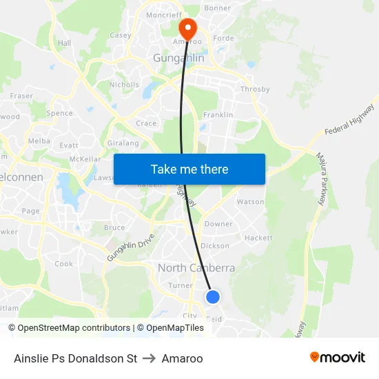 Ainslie Ps Donaldson St to Amaroo map