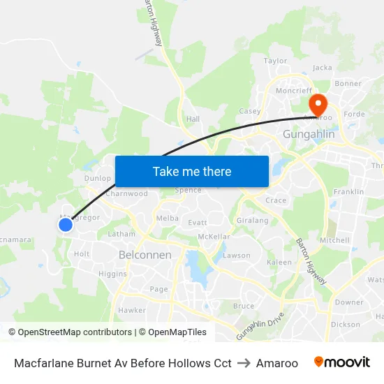Macfarlane Burnet Av Before Hollows Cct to Amaroo map