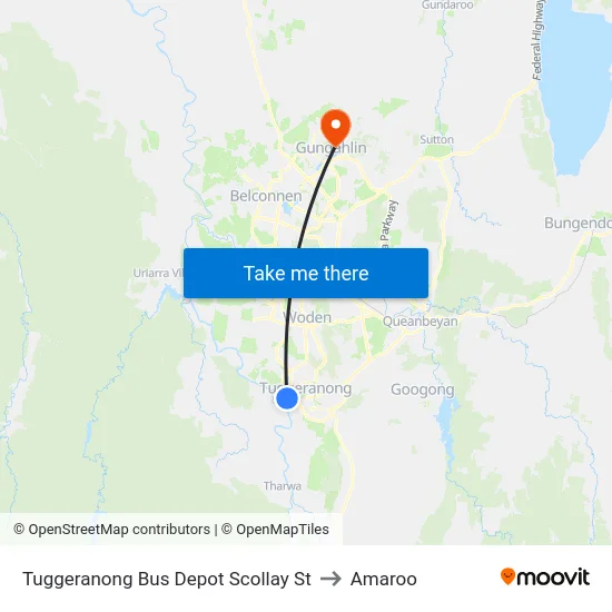 Tuggeranong Bus Depot Scollay St to Amaroo map