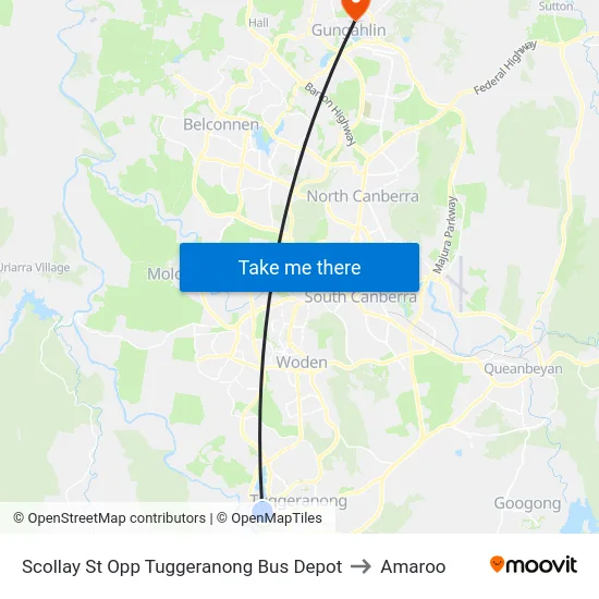 Scollay St Opp Tuggeranong Bus Depot to Amaroo map