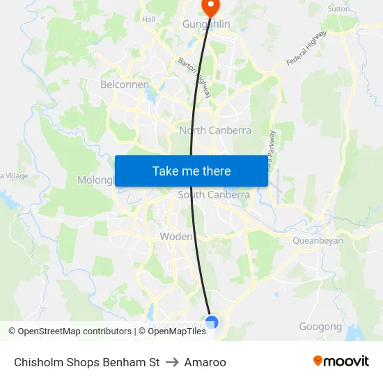 Chisholm Shops Benham St to Amaroo map