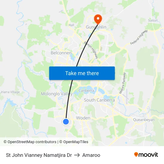 St John Vianney Namatjira Dr to Amaroo map