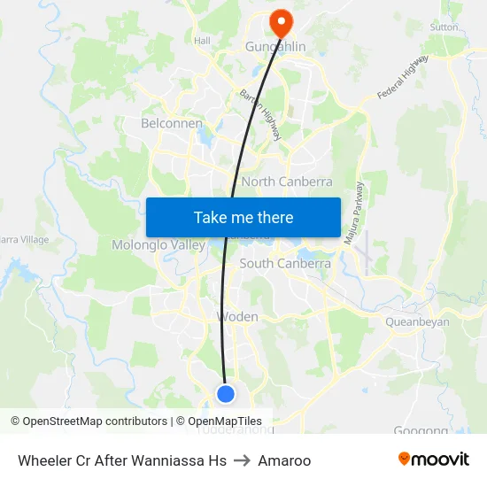 Wheeler Cr After Wanniassa Hs to Amaroo map