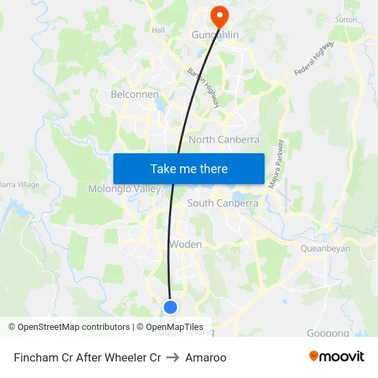 Fincham Cr After Wheeler Cr to Amaroo map