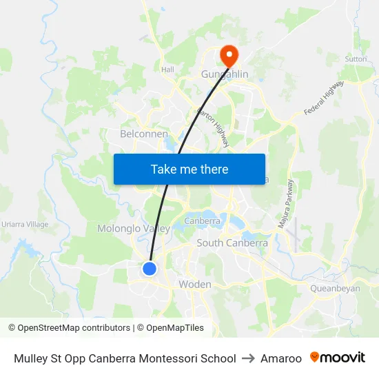 Mulley St Opp Canberra Montessori School to Amaroo map