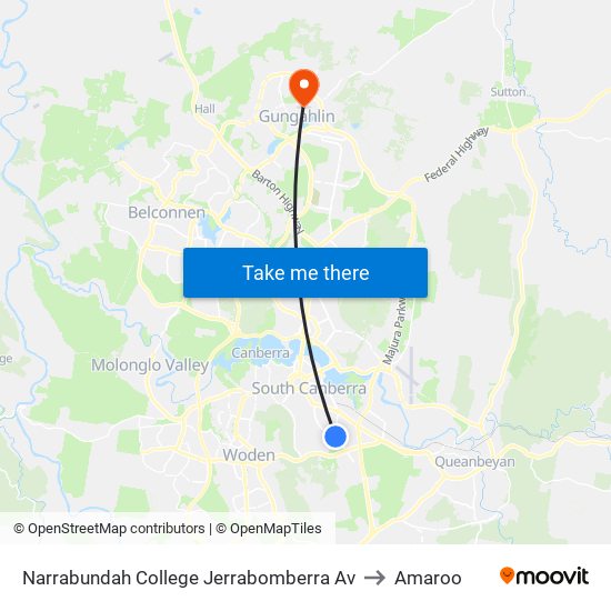 Narrabundah College Jerrabomberra Av to Amaroo map