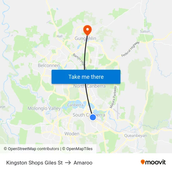 Kingston Shops Giles St to Amaroo map
