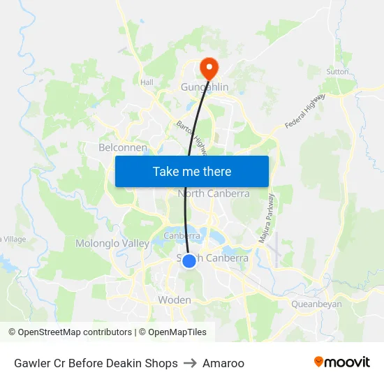 Gawler Cr Before Deakin Shops to Amaroo map