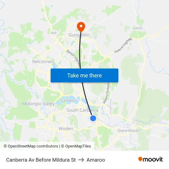 Canberra Av Before Mildura St to Amaroo map
