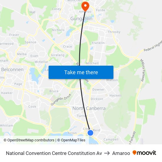 National Convention Centre Constitution Av to Amaroo map