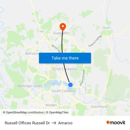 Russell Offices Russell Dr to Amaroo map