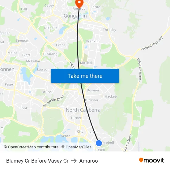 Blamey Cr Before Vasey Cr to Amaroo map